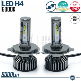 Kit LED H4 CANbus Profesional 8000LM | Luz Blanca 6000K | Conversión de Halógena H4 a LED