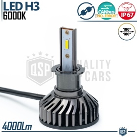 1 Lampadina LED H3 CANbus 4000LM | 6000K Luce Bianca | Conversione da Alogena H3 a LED Professional