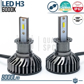 Kit LED H3 CANbus Profesional 8000LM | Luz Blanca 6000K | Conversión de Halógena H3 a LED