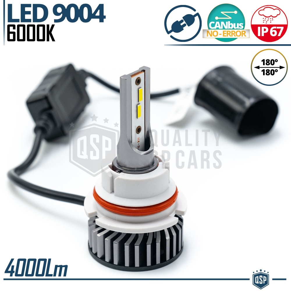 1 Bombilla LED 9004 CANbus 4000LM | Luz Blanca 6000K | Conversión Profesional de Halógena 9004 a LED