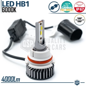 1 Bombilla LED HB1 CANbus 4000LM | Luz Blanca 6000K | Conversión Profesional de Halógena HB1 a LED