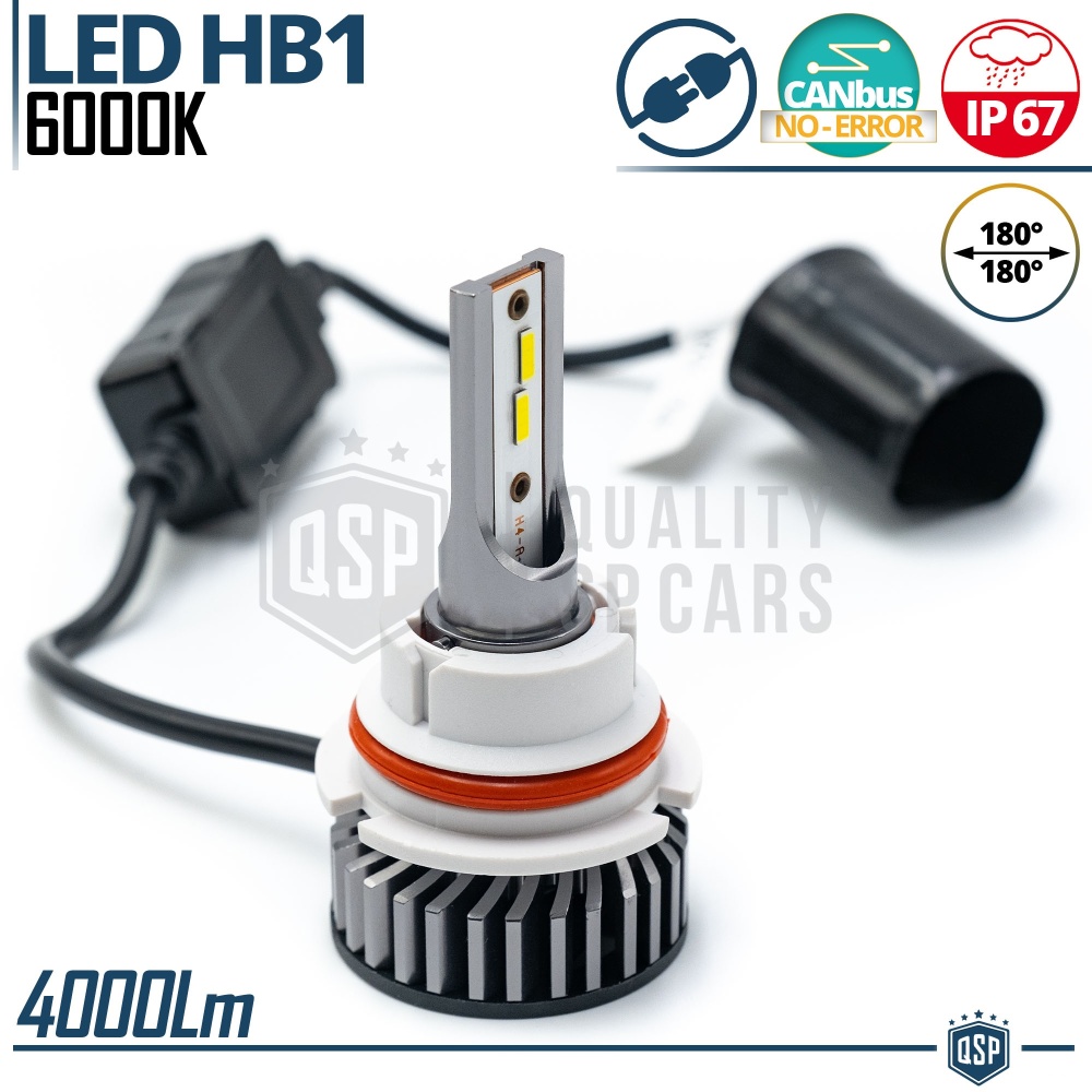 1 Bombilla LED HB1 CANbus 4000LM | Luz Blanca 6000K | Conversión Profesional de Halógena HB1 a LED