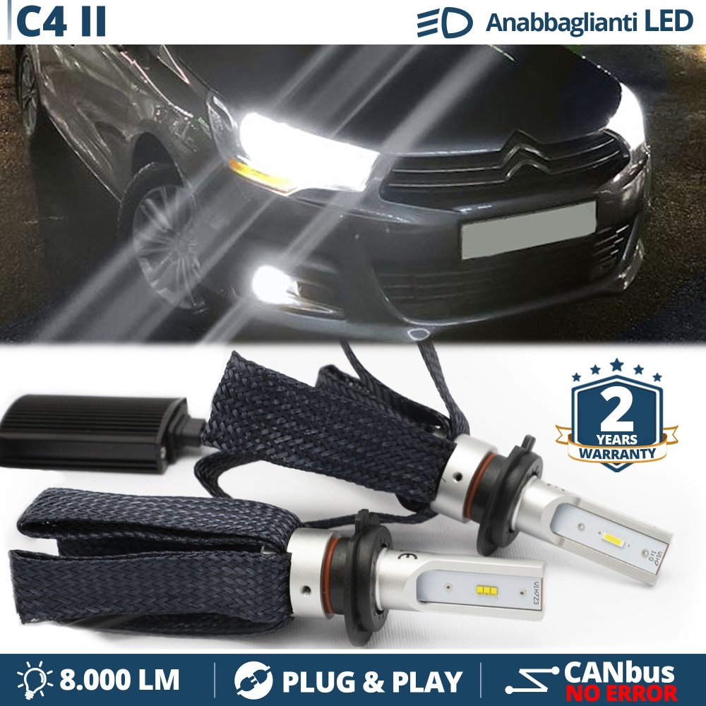Kit LED H7 para Citroen C4 2 Luces de Cruce CANbus | 6500K Blanco Frío 8000LM