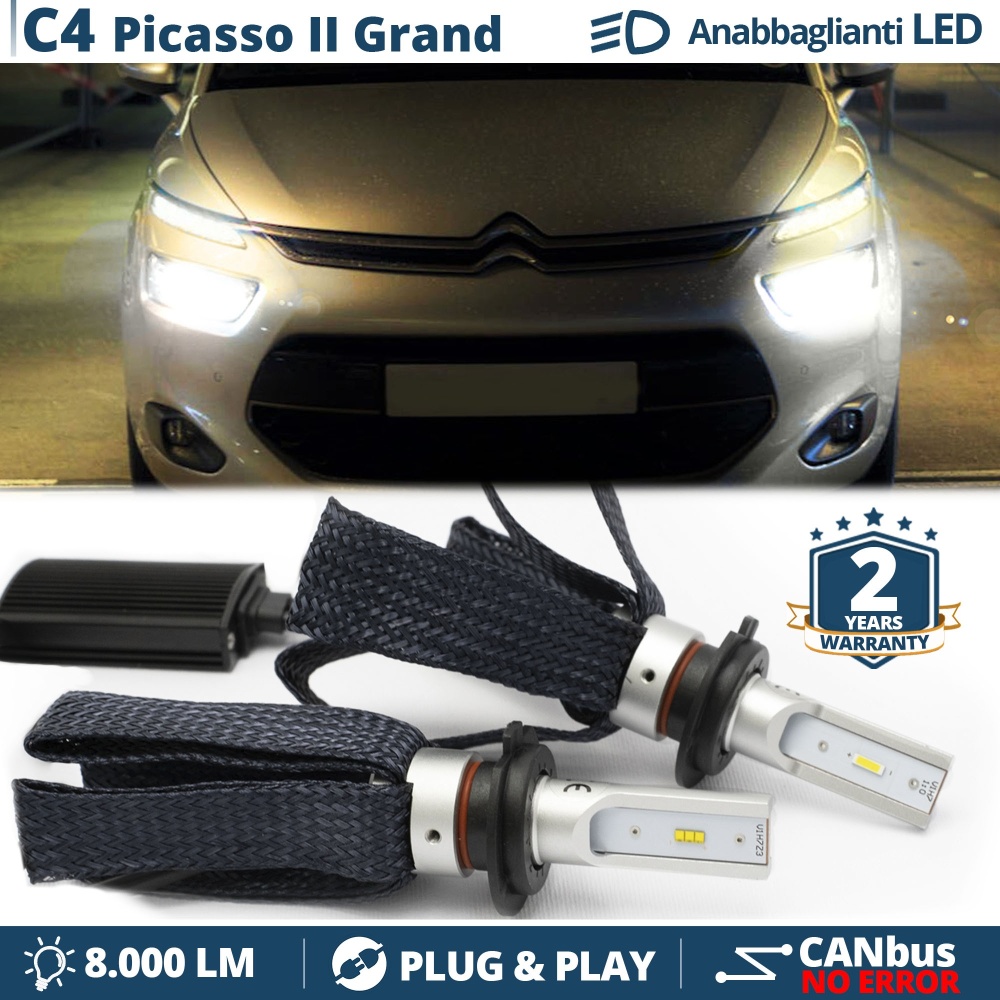 Kit LED H7 para Citroen C4 Picasso 2, Gran Picasso 2 Luces de Cruce CANbus | 6500K Blanco Frío 8000LM