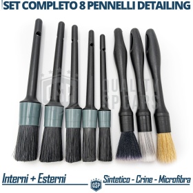SET 8 Pennelli DETAILING Pulizia Auto Interni Esterni Professionale | Antigraffio Antistatici in ABS
