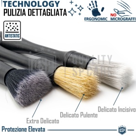 SET 8 Pennelli DETAILING Pulizia Auto Interni Esterni Professionale | Antigraffio Antistatici in ABS