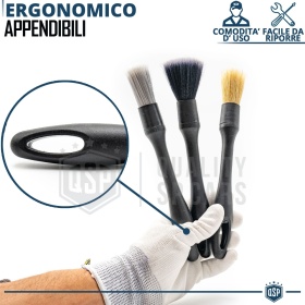 SET 8 Pennelli DETAILING Pulizia Auto Interni Esterni Professionale | Antigraffio Antistatici in ABS