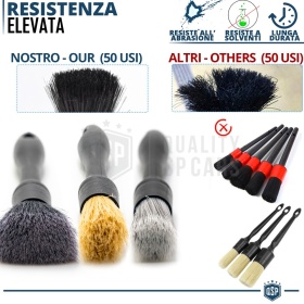 SET 8 Pennelli DETAILING Pulizia Auto Interni Esterni Professionale | Antigraffio Antistatici in ABS