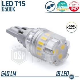 1pc T15 W16W LED Bulb CANbus | 360° Powerful ICE White Light 6500K | Plug & Play