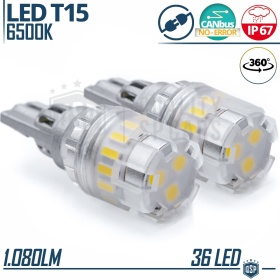 2 Lampadine LED T15 W16W CANbus | Luce Intensa 360° Bianco GHIACCIO 6500K | Plug & Play