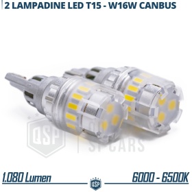 2 Lampadine LED T15 W16W CANbus | Luce Intensa 360° Bianco GHIACCIO 6500K | Plug & Play