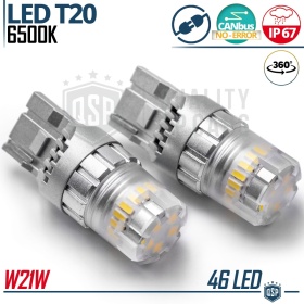 2x Bombillas LED T20 - W21W CANnbus | Luz Potente Blanco Frío 6500K | 1400 LUMEN