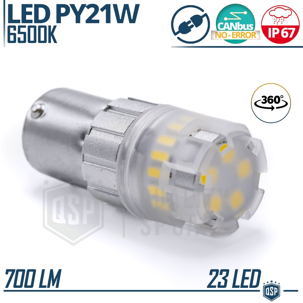 1x Bombilla LED PY21W - BAU15S CANnbus | Luz Potente Blanco Frío 6500K | 700 LUMEN