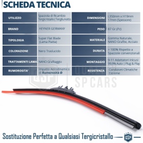 1 Limpiaparabrisas 350mm HEYNER GERMANY Super Flat Premium | Caucho NANO Grafitado | PREMIADA