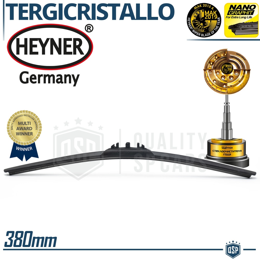 1 Limpiaparabrisas 380mm HEYNER GERMANY Super Flat Premium | Caucho NANO Grafitado | PREMIADA