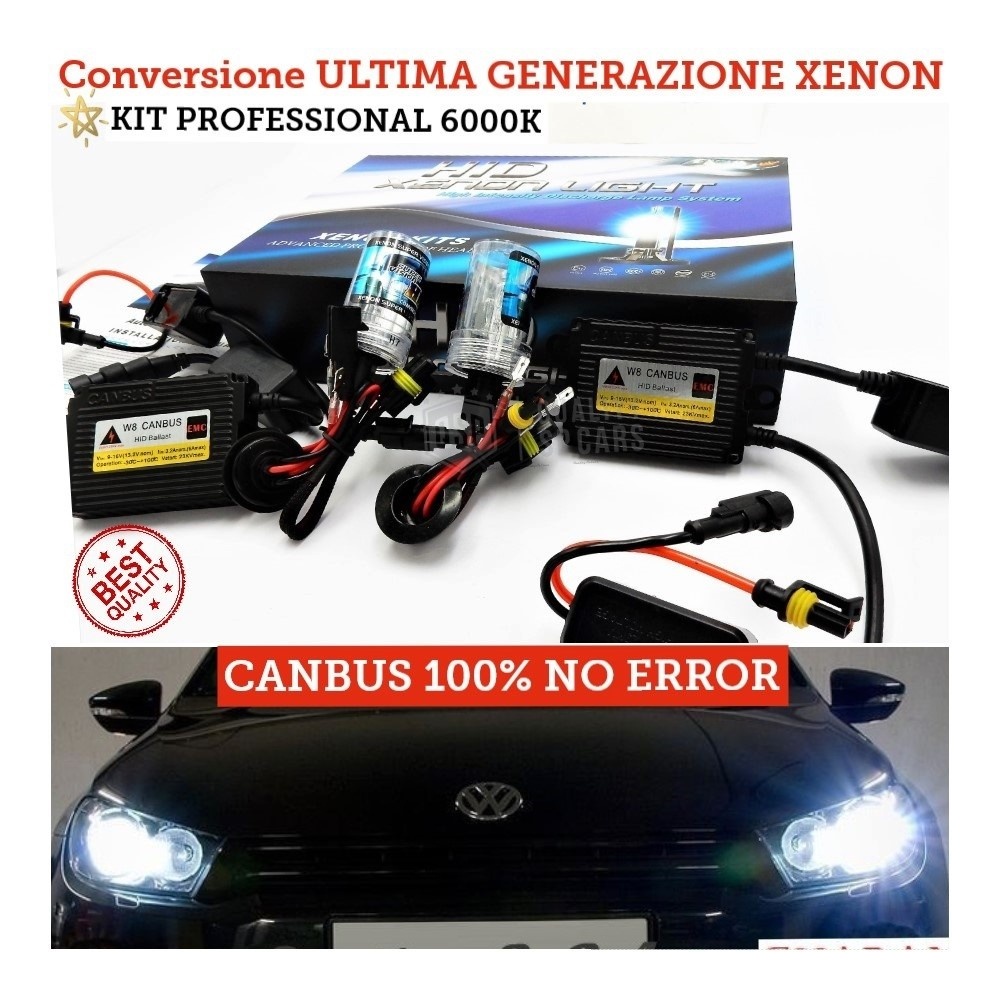 KIT XENON CANBUS PROFESSIONALE H7 di nuova generazione conversione DA ALOGENA H7 in XENON 6.000K, SIN Error KIT XENON CANBUS PROFESSIONALE H7 di nuova generazione conversione DA ALOGENA H7 in XENON 6.000K, SIN Error