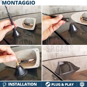 Kit Trasformazione Antenna Classica Auto in ANTENNA PINNA DI SQUALO, VERA Ricezione RADIO AM-FM-DAB