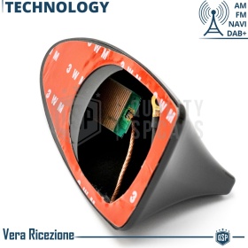 Kit Trasformazione Antenna Classica Auto in ANTENNA PINNA DI SQUALO, VERA Ricezione RADIO AM-FM-DAB