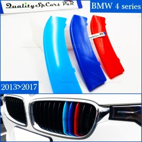 3x RIÑONES REJILLA M Sport en ABS para BMW SERIE 4 (F32 F33 F36) con 11 Bandas Verticales