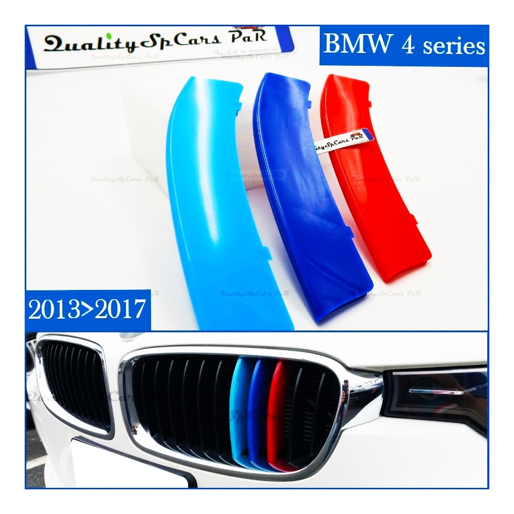 3x RIÑONES REJILLA M Sport en ABS para BMW SERIE 4 (F32 F33 F36) con 11 Bandas Verticales
