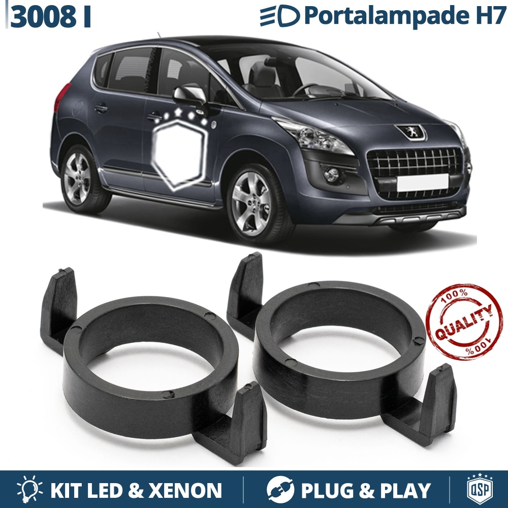 2X Adaptatores del Retenedor Soporte Bombilla para Montaje KIT LED H7 para PEUGEOT 3008 I (2009-2016)
