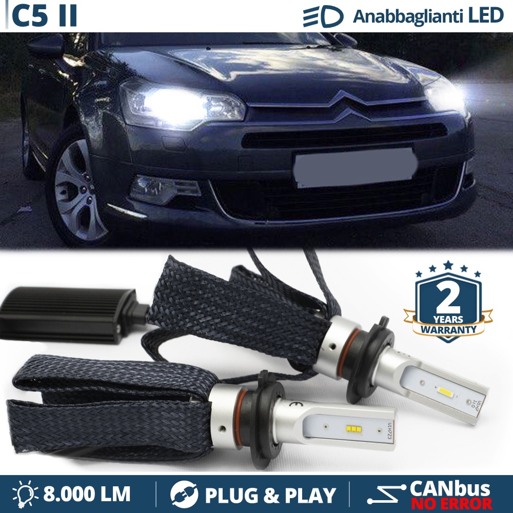 Kit LED H7 para Citroen C5 2 Luces de Cruce CANbus | 6500K Blanco Frío 8000LM