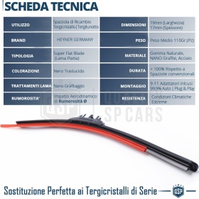 1 Wiper Blade for Mercedes SL R129 Front HEYNER GERMANY FLAT NANO Graphited | AWARD-WINNING