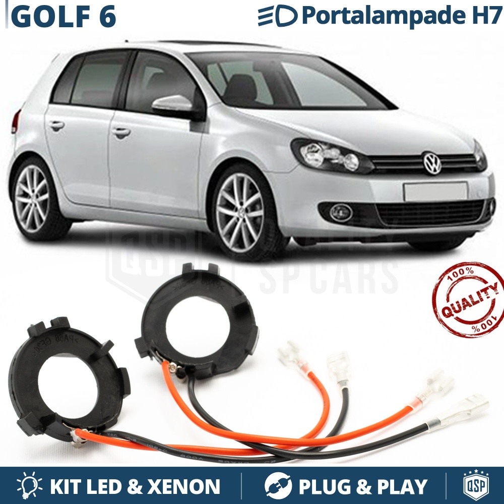 2X Adaptateurs Support Ampoules pour Installation KIT LED H7 pour VW GOLF 6 (2008-2012)