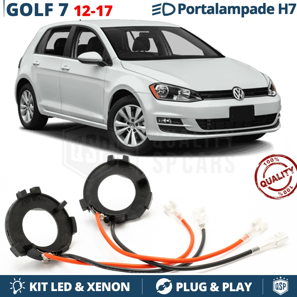 2X Adaptatores del Retenedor Soporte Bombilla para Montaje KIT LED H7 para VW GOLF 7 (2012-2017)
