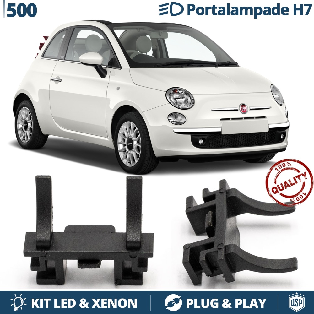 2 Adapters Bulbs Holder for LED KIT H7 Installation for FIAT 500 (2007-)