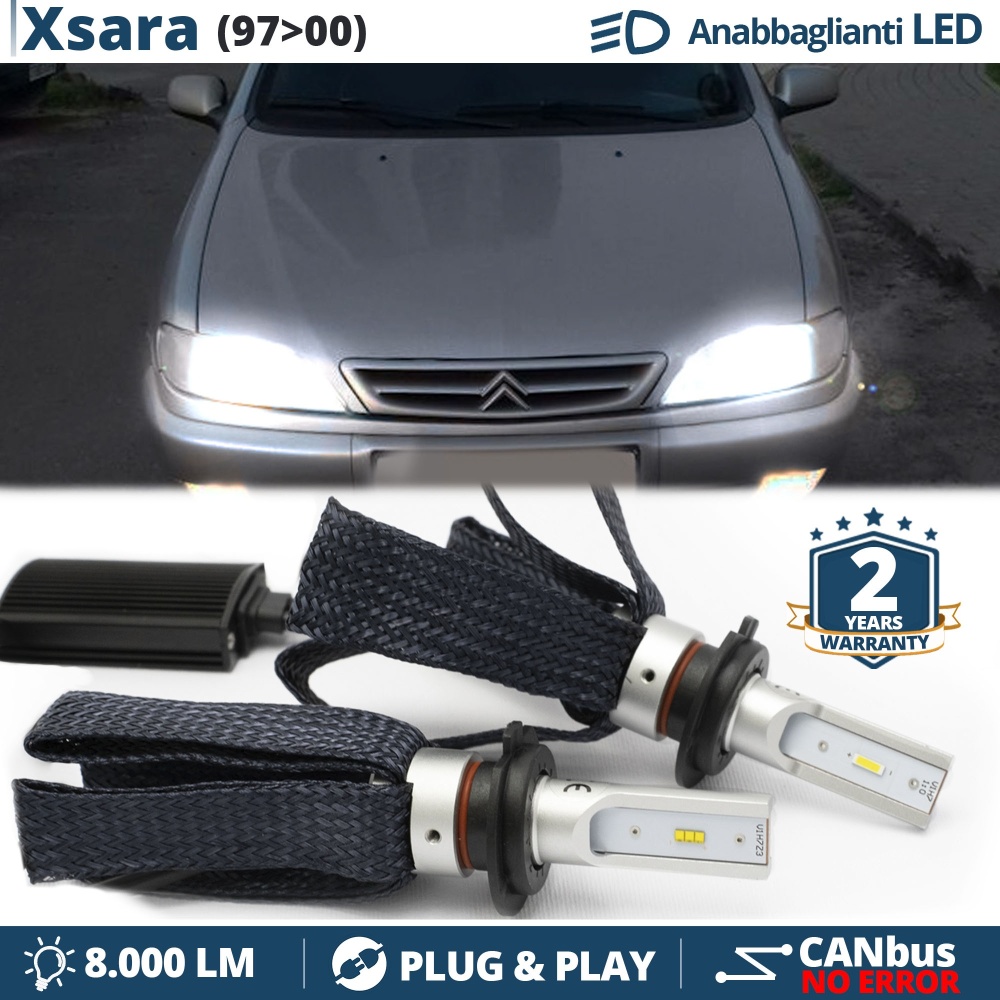 Kit LED H7 para Citroen Xsara 97-00 Luces de Cruce CANbus | 6500K Blanco Frío 8000LM