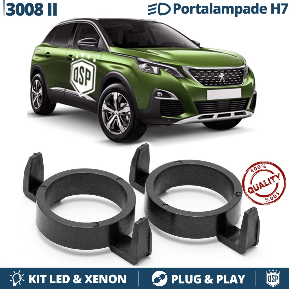 2X Adaptatores del Retenedor Soporte Bombilla para Montaje KIT LED H7 para PEUGEOT 3008 II (2016-)