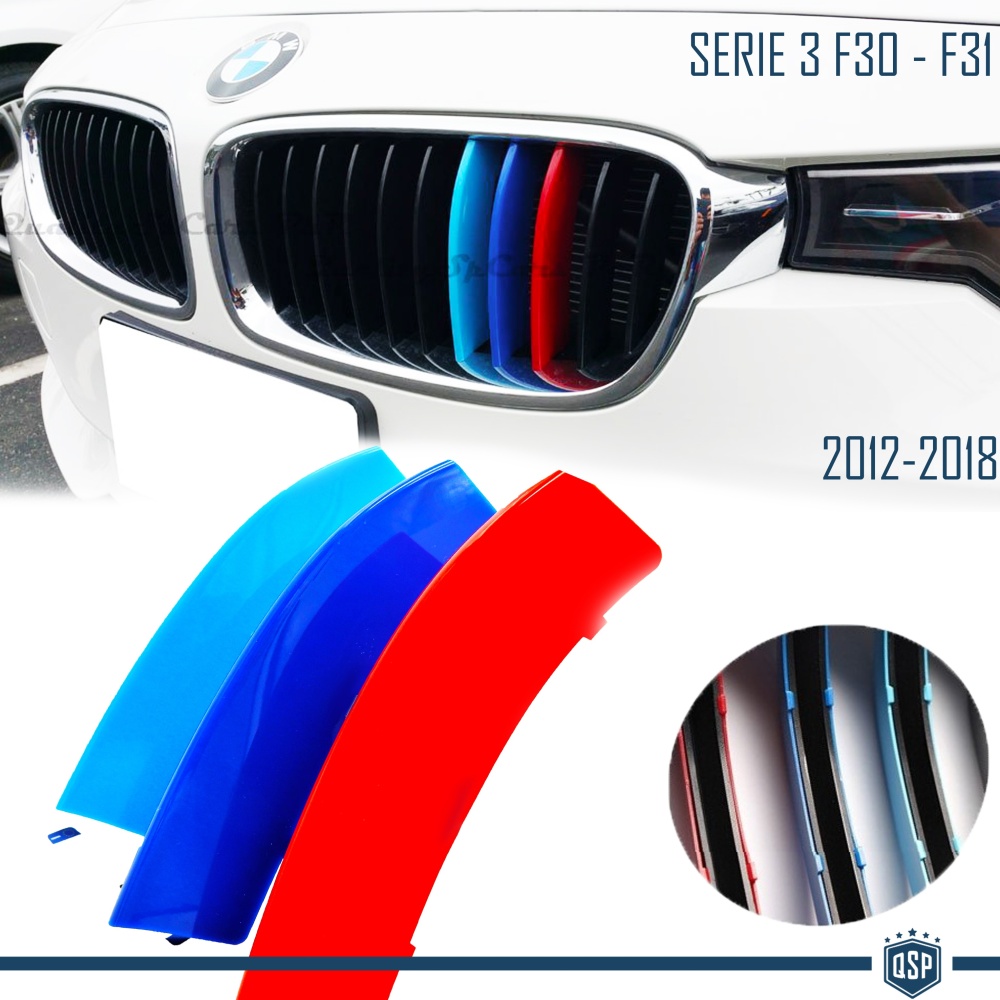 3x RIÑONES REJILLA en colores M Sport para BMW SERIE 3 F30 F31 con 11 Bandas Verticales