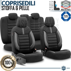 FUNDAS ASIENTO de Coche Universales en CUERO PU y Tejido, COMPLETO Delantero + Trasero | TÜV - AIRBAG SYSTEM