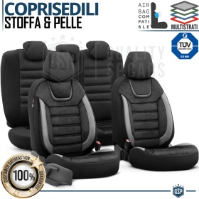 FUNDAS ASIENTOS Coche Universales Cuero Pu y Efecto Ante, COMPLETO Delantero + Trasero | TUV - AIRBAG SYSTEM