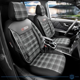 FUNDAS ASIENTOS para SUZUKI Swift COMPLETOS, OtoM GTI Sports en Cuero Pu y Tela a Cuadros | Certificados TÜV