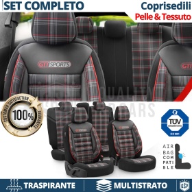 FUNDAS ASIENTOS para SUZUKI Swift COMPLETOS, OtoM GTI Sports en Cuero Pu y Tela a Cuadros Rojos | Certificados TÜV