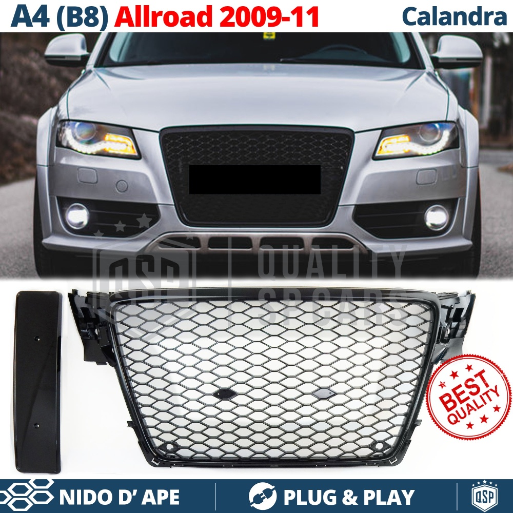 Parrilla REJILLA Delantera para AUDI A4 B8 Allroad (09-11) | Nido de Abeja, Negro Brillante Parrilla REJILLA Delantera para AUDI A4 B8 Allroad (09-11) | Nido de Abeja, Negro Brillante