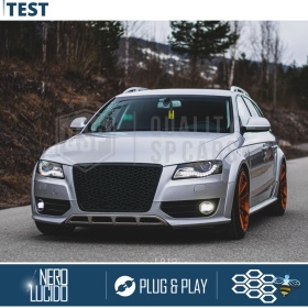 Parrilla REJILLA Delantera para AUDI A4 B8 Allroad (09-11) | Nido de Abeja, Negro Brillante