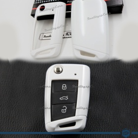 White Hard Remote Key Cover for Skoda RAPID Protector Shell Case in Thermal Abs