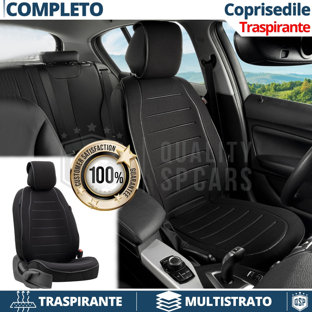 FUNDA ASIENTO Apto para Asiento SEAT | ANTI SUDOR en Tejido Transpirable Negro | Asiento Delantero, Uso Profesional