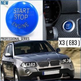 TASTO PULSANTE D'ACCENSIONE MOTORE "START STOP ENGINE" BLU IN ABS PER BMW SERIE X3 E83 Antigraffio NO IMPRONTA
