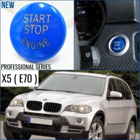LLAVE BOTÓN DE ENCENDIDO DEL MOTOR AZUL "START STOP ENGINE" EN ABS PARA BMW SERIE X5 E70 , ANTICHUADO NO HUELLAS