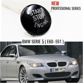 LLAVE BOTÓN DE ENCENDIDO DEL MOTOR NEGRO "START STOP ENGINE" EN ABS PARA BMW SERIE 5 E60/61 , ANTICHUADO NO HUELLAS