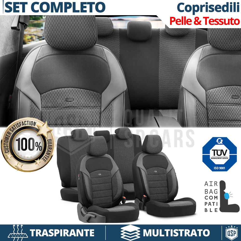 FUNDAS DE ASIENTO para Suzuki Swift, COMPLETO Delantero + Trasero en Tejido y Cuero PU | Certificados TÜV