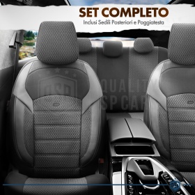 FUNDAS DE ASIENTO para Suzuki Swift, COMPLETO Delantero + Trasero en Tejido y Cuero PU | Certificados TÜV