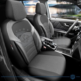 FUNDAS DE ASIENTO para Suzuki Swift, COMPLETO Delantero + Trasero en Tejido y Cuero PU | Certificados TÜV