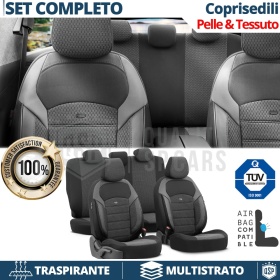 FUNDAS DE ASIENTO para Ssangyong Musso, COMPLETO Delantero + Trasero en Tejido y Cuero PU | Certificados TÜV