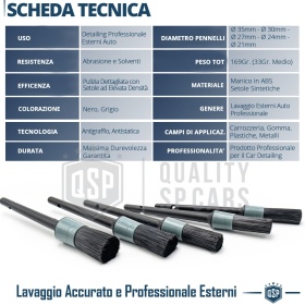 5 CEPILLOS Lavado de Coche Limpieza Exterior de Coche Profesional | Antiarañazos Antiestático en ABS
