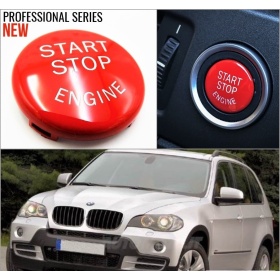 LLAVE BOTÓN DE ENCENDIDO DEL MOTOR ROJO "START STOP ENGINE" EN ABS PARA BMW SERIE X5 E70 , ANTICHUADO NO HUELLAS